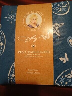Dolly Parton DG Peva 60 X 84 Peva Tablecloth Blue Butterfly